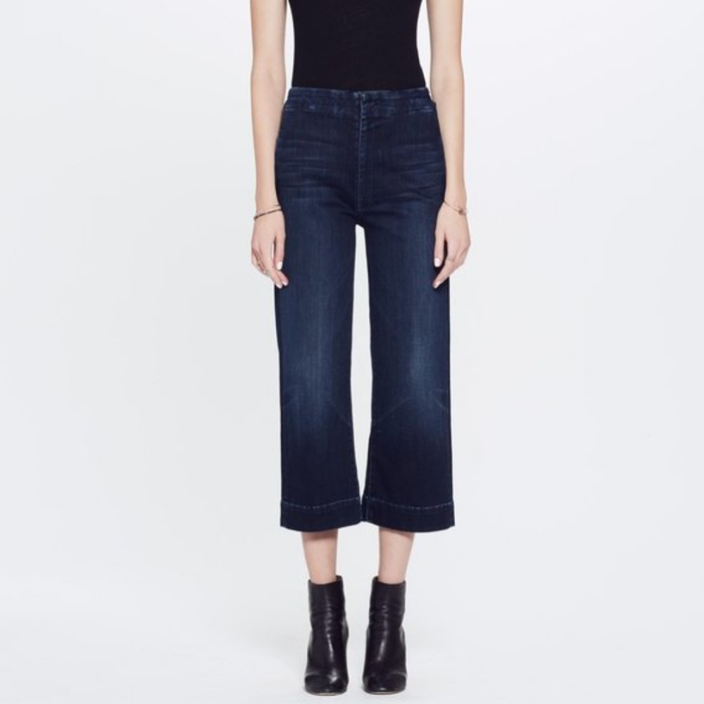 MOTHER Sz 23 The Zipper Cinch Greaser Hi Waist Wide Leg Crop Jeans Squeeze Play